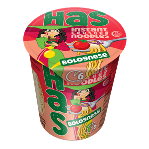 Cup pack of HAS noodles Bolognese – tomato and herb flavour, 70 g