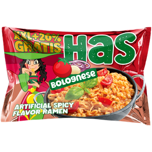 Single pack of HAS noodles Bolognese – tomato and herb flavour, 120 g